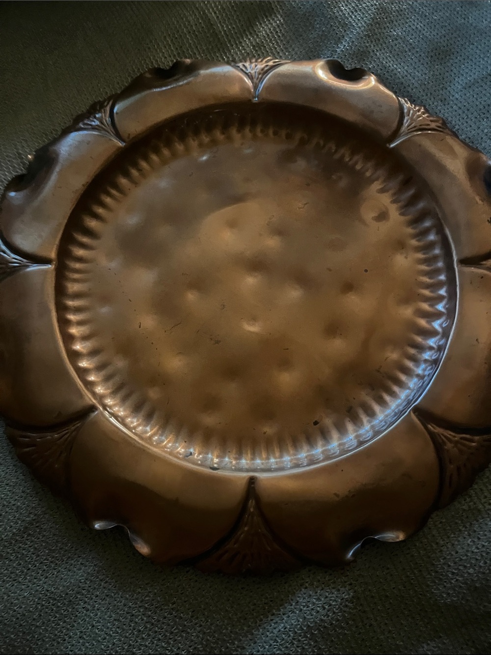 Copper-Tone Decorative Serving Charger Plate - Classic Home Kitchen Accent